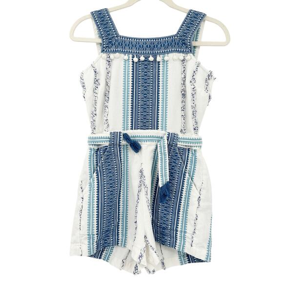 Saylor Boho Coastal Mazzy Tassel Woven Embroidered Sleeveless Romper Size S - Picture 3 of 13